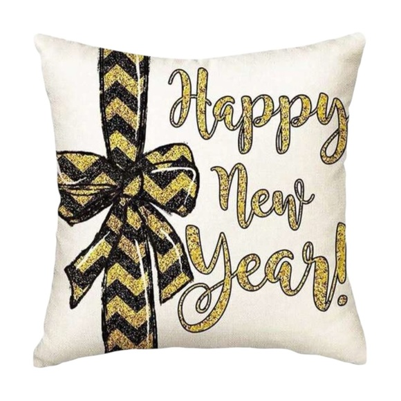 4 Piece Set New Year Holiday Pillow Covers Black & Gold 45 x 45 cm Party Theme - Picture 6 of 8